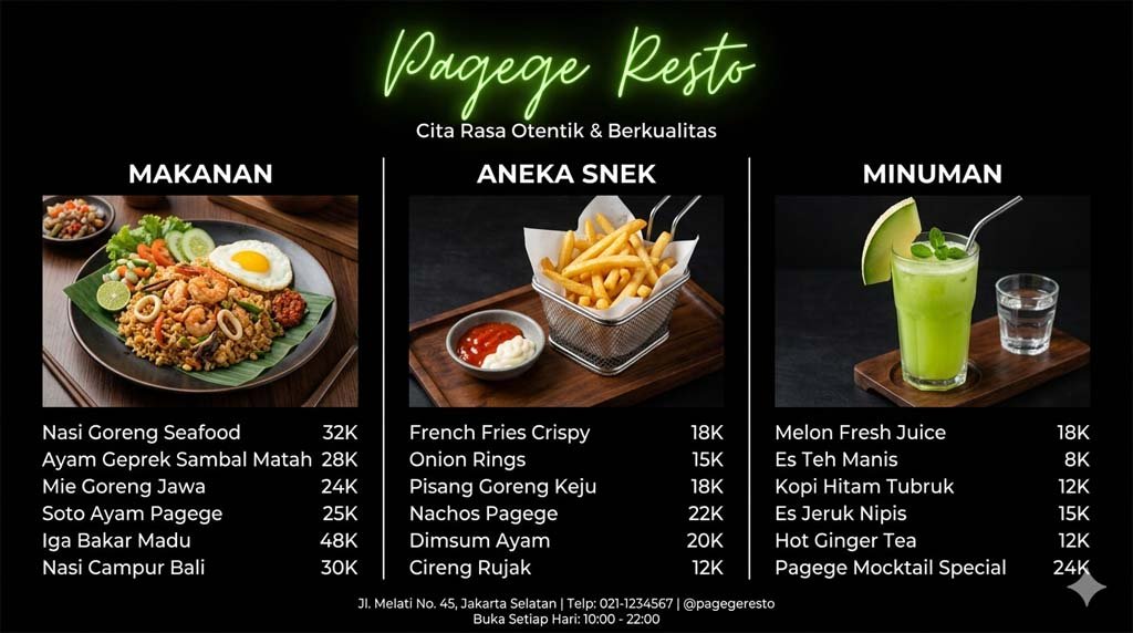 jasa desain menu cafe